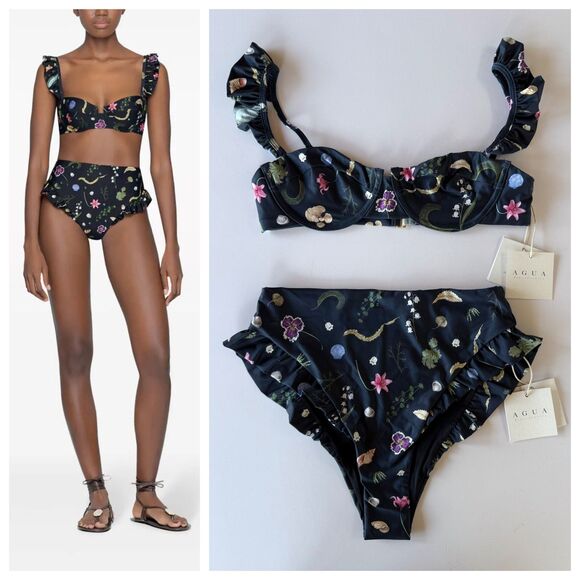 NWT AGUA by Agua Bendita Kiwi Tesoro Top & Jengibre Tesoro Bottom Bikini Set M - Picture 1 of 16